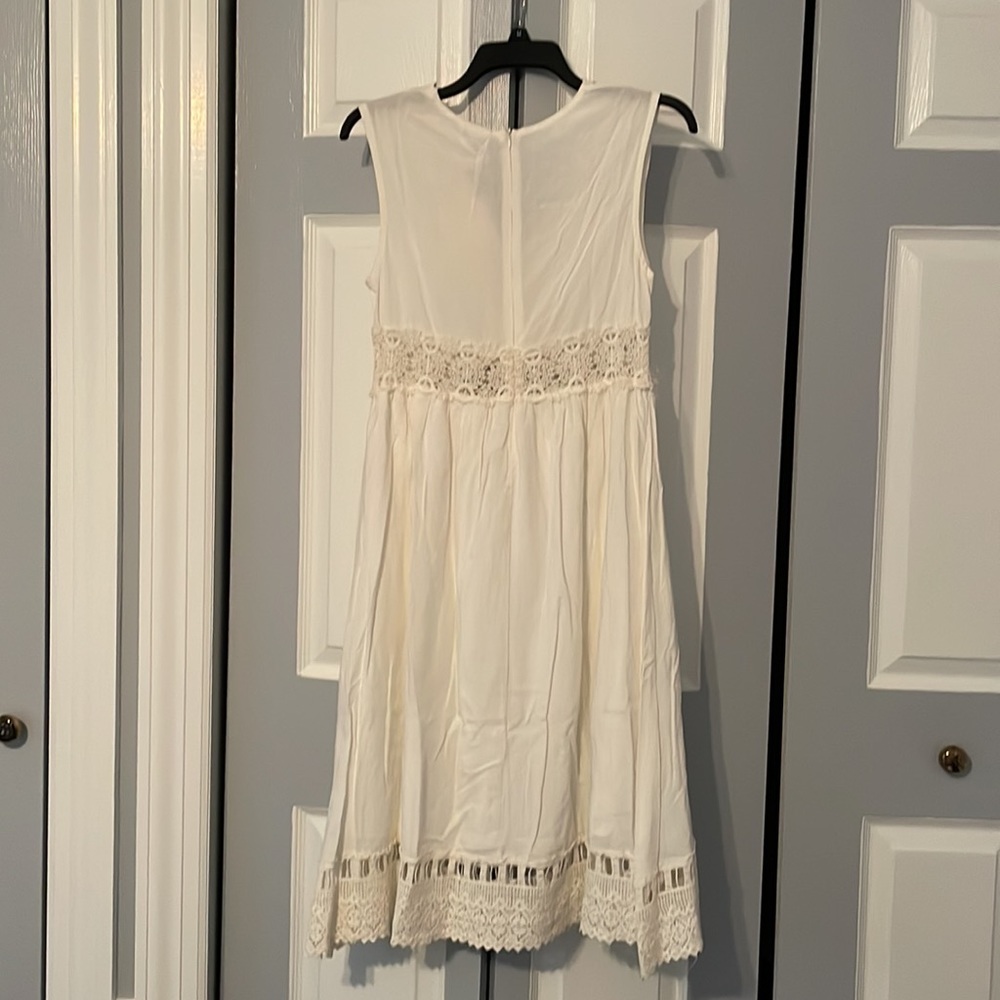 NWT Nu New York bohemian white midi dress with lace cutout trim - Picture 2 of 10
